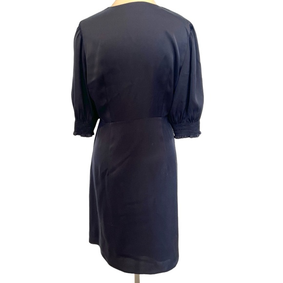 Quince Navy Blue V-Neck Puff Sleeve Mini Dress - Picture 5 of 7
